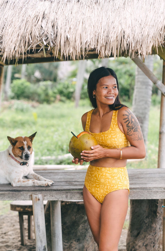 SEPTEMBER THE LINE - SURF BIKINI SUN RAY GOLD PRINT